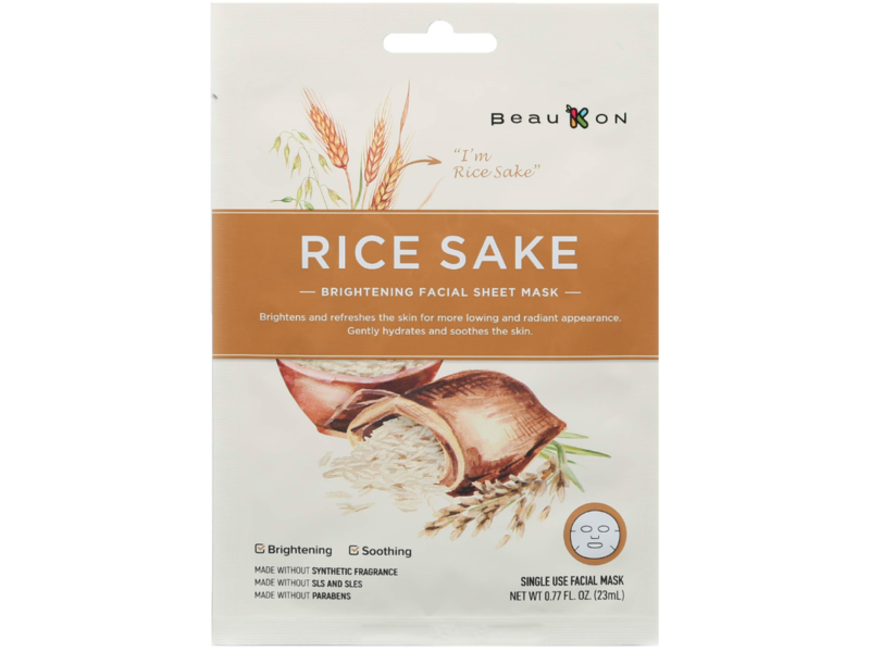 BeauKON Facial Sheet Mask, Rice Sake, 0.77 fl oz/23 mL