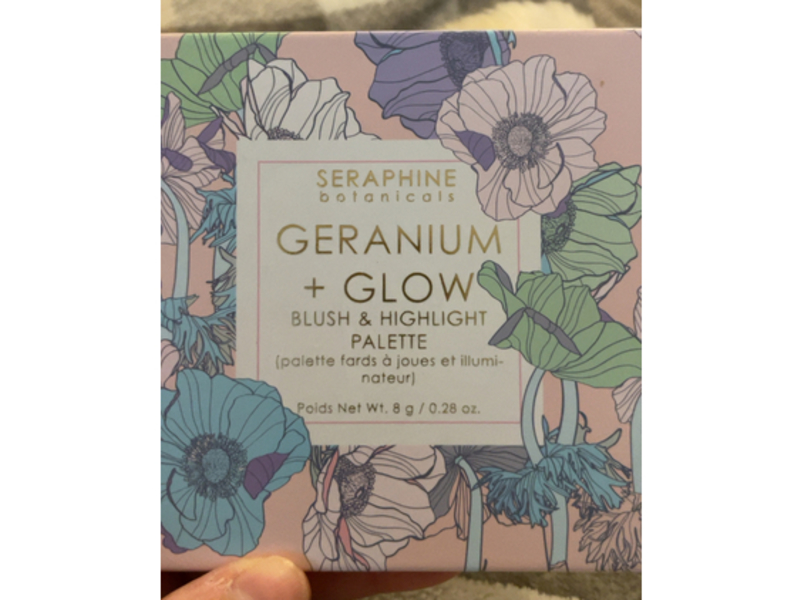 Seraphine Botanicals Geranium + Glow Blush & Highlight Palette, Hello Pink, 0.28 oz/8 g