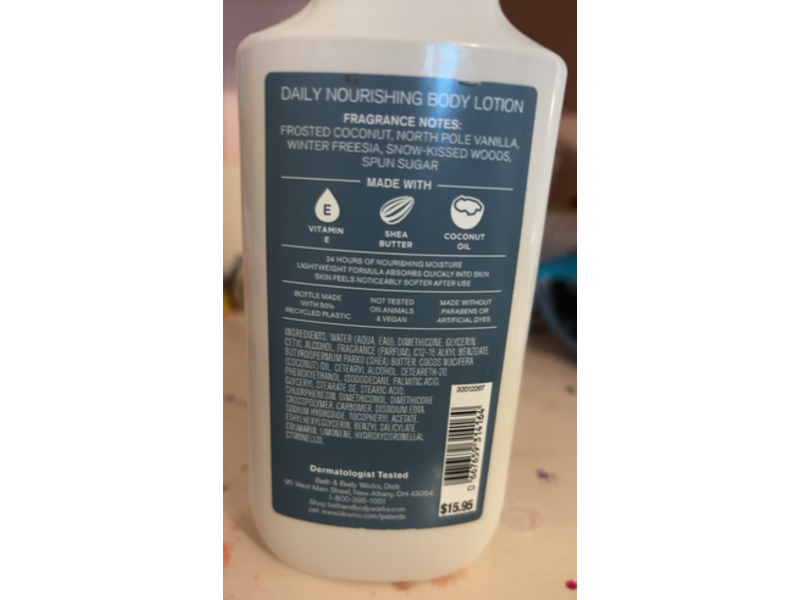 Bath & Body Works Daily Nourishing Body Lotion, Frosted Coconut Snowball, 8 fl oz/236 mL