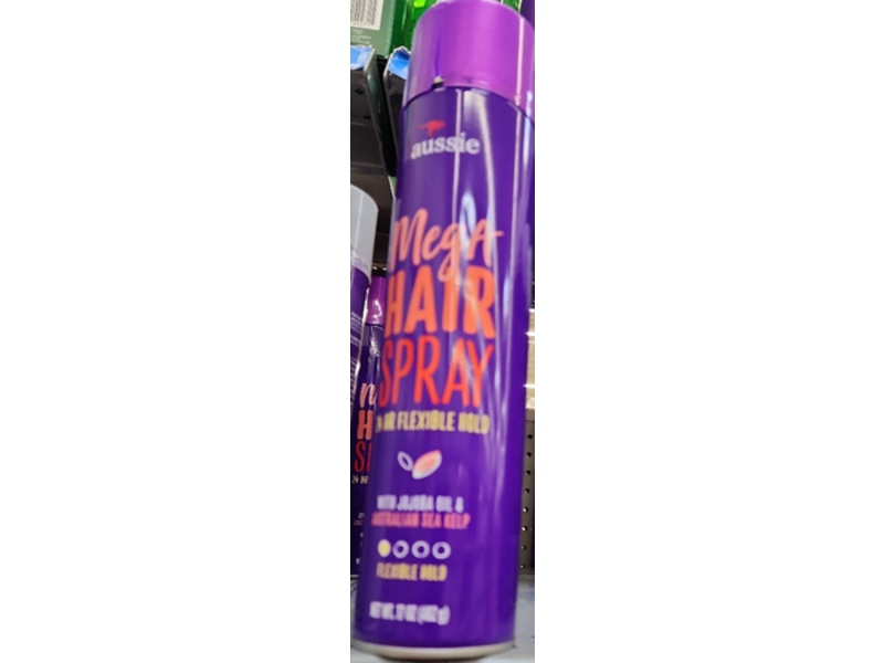 Aussie Mega Hair Spray, Jojoba Oil, Australian Sea Kelp, Flexible Hold, 17 oz/482 g, Pack Of 3