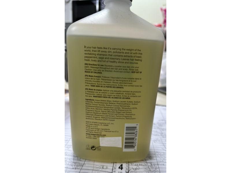 MOP Revitalizing Shampoo, Basil Mint, 33.8 fl oz/1 L