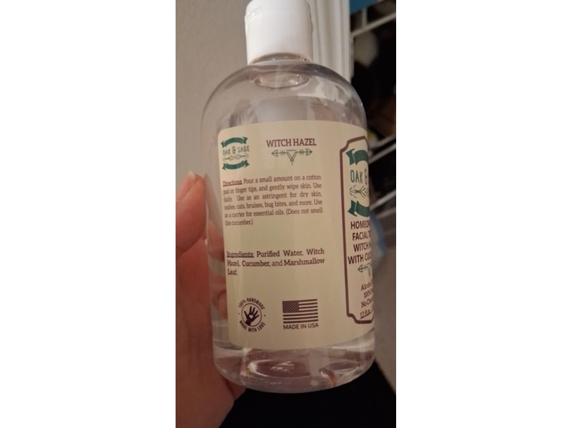 Oak & Sage Homeopathic Facial Toner, Witch Hazel & Cucumber, 12 fl oz/350 mL