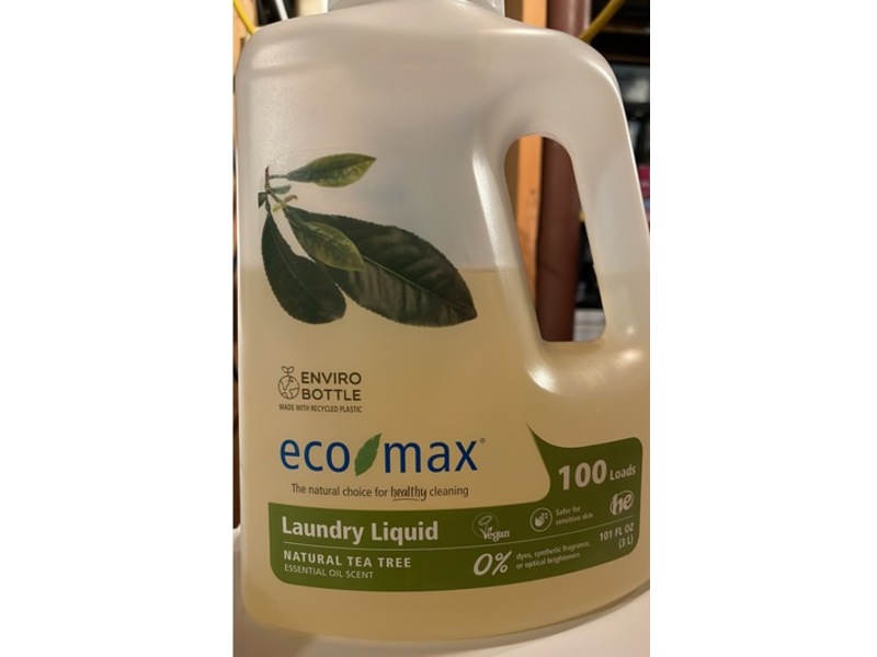 Eco-Max Laundry Liquid Detergent, Natural Tea Tree, 100 Loads, 101 fl oz/3 L