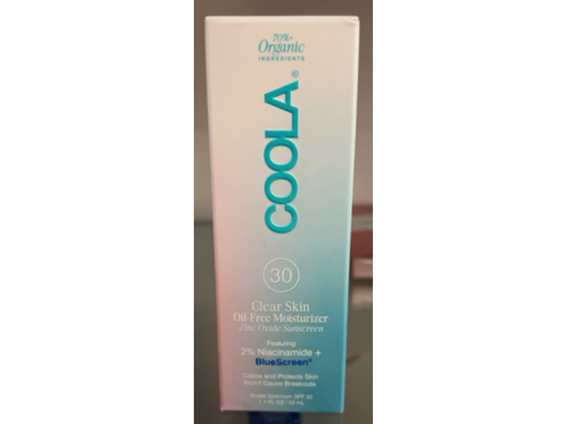 Coola Clear Skin Moisturizer Zinc Oxide Sunscreen, SPF 30, 1.1 fl oz/33 mL