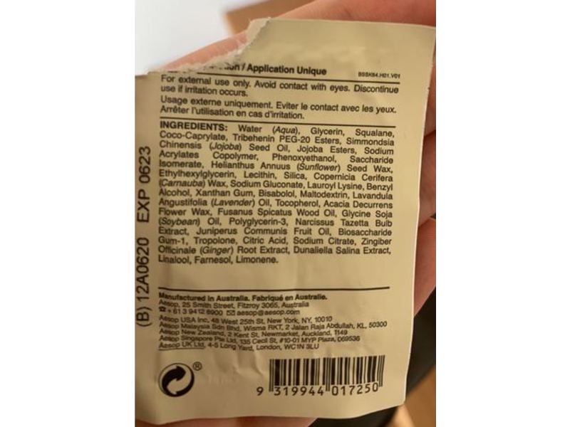 Aesop Seeking Silence Facial Hydrator, 0.05 fl oz/1.5 mL