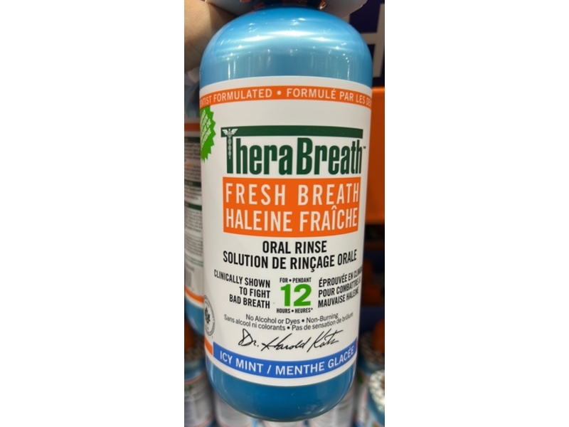 Thera Breath Fresh Breath Oral Rinse, Icy Mint, 33.8 fl oz/1 L