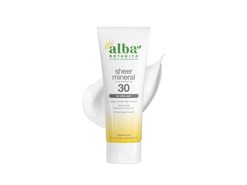 Alba Botanica Sheer Mineral Sunscreen Lotion, SPF 30, 3 fl oz/89 mL