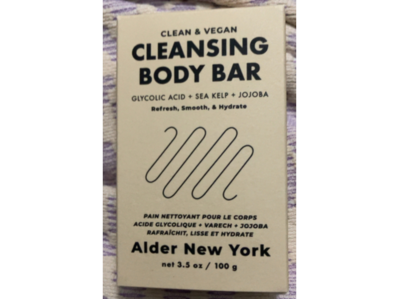 Alder New York Cleansing Body Bar, Glycolic Acid + Sea Kelp + Jojoba, 3.5 oz/100 g