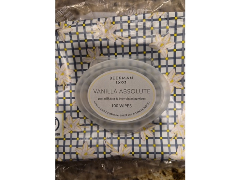 Beekman 1802 Goat Milk Face & Body Cleansing Wipes, Vanilla Absolute, 100 Count