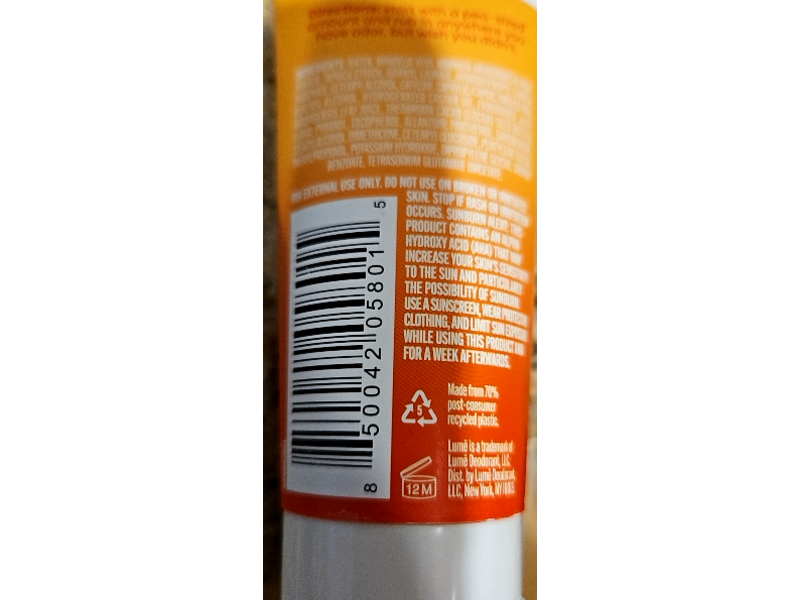 Lume Whole Body Invisible Cream Deodorant, Clean Tangerine, 2.2 oz/62 g