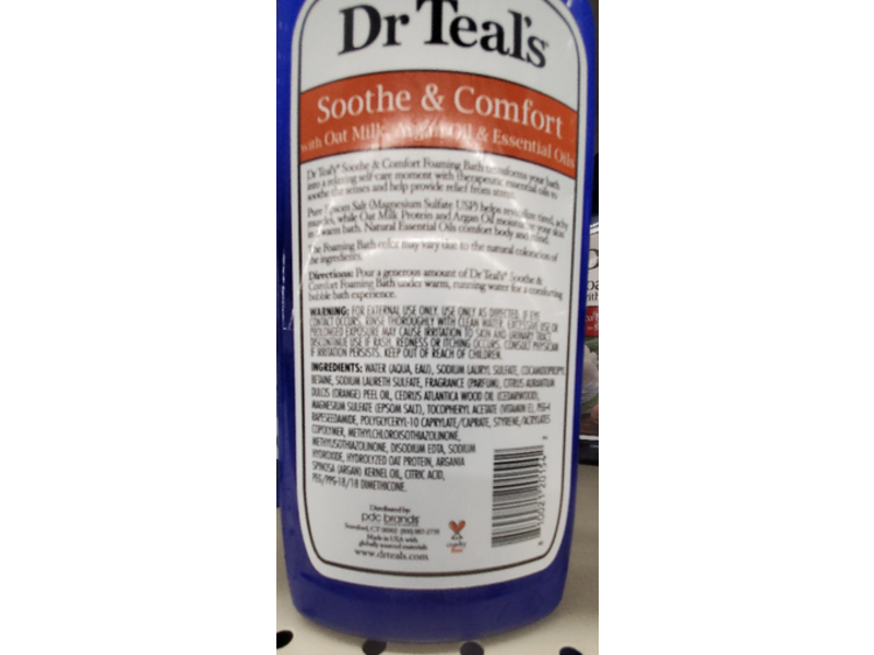 Dr Teal's Foaming Bath With Pure Epsom Salt, Soothe & Comfort, 34 fl oz/1000 mL