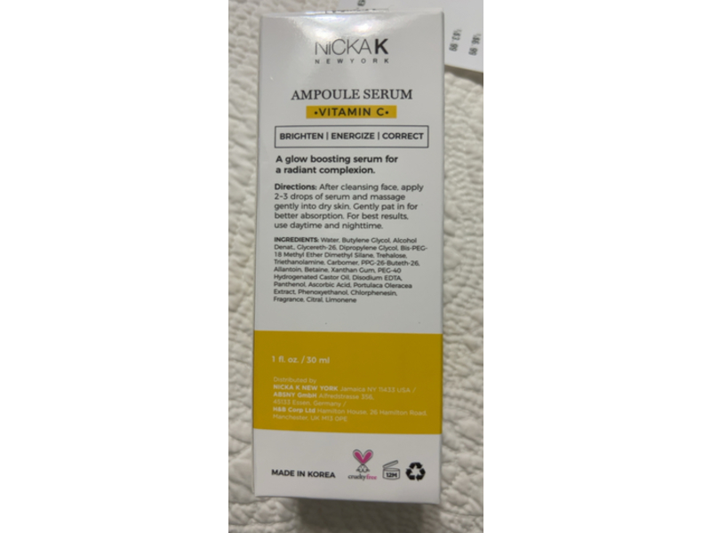 Nicka K Brighten Ampoule Serum, Vitamin C, 1 fl oz/30 mL