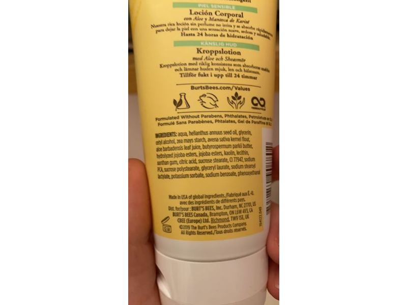 Burt's Bees Body Lotion, Aloe & Shea Butter, 6 oz/120 g