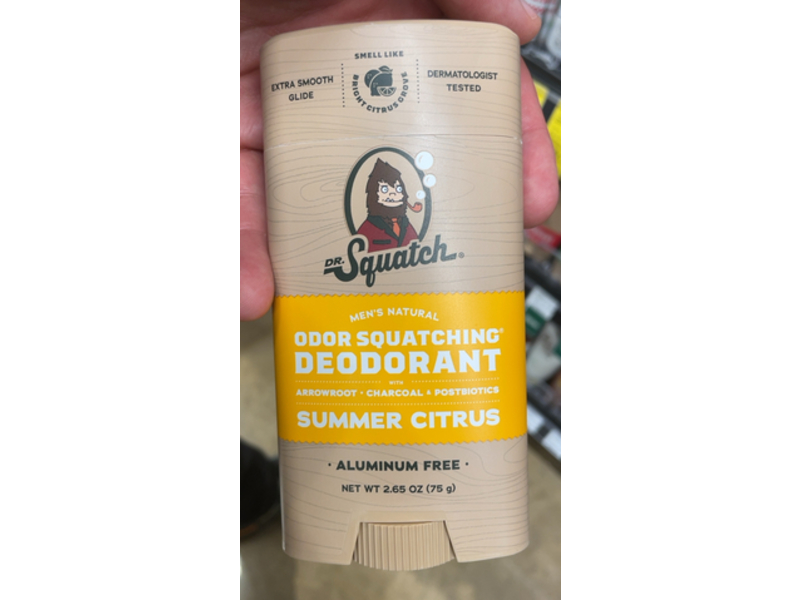 Dr. Squatch Men's Natural Odor Squatching Deodorant, Summer Citrus, 2.65 oz/75 g