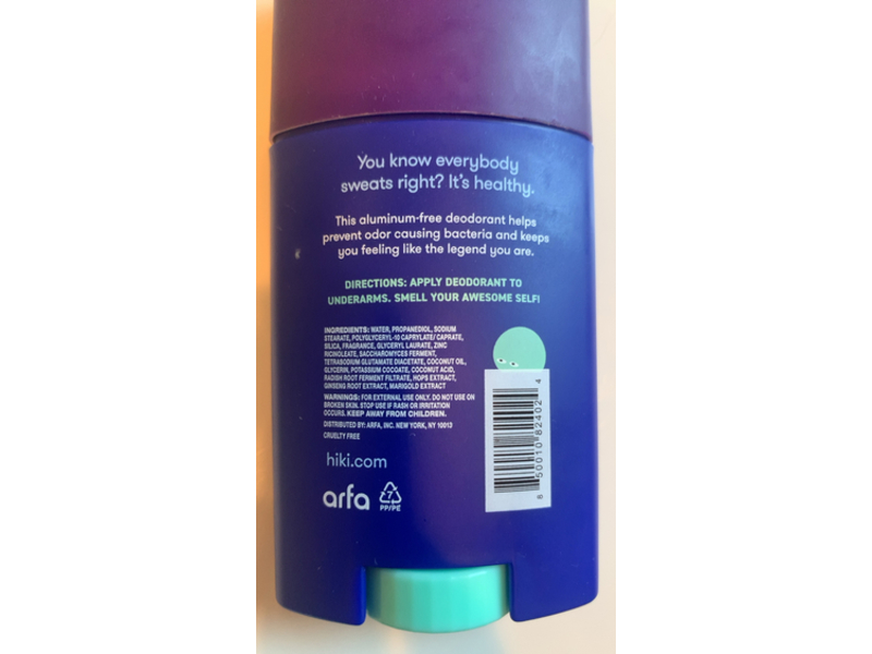 Hiki Deodorant, Tea Tree Mint, 2.5 oz/70 g