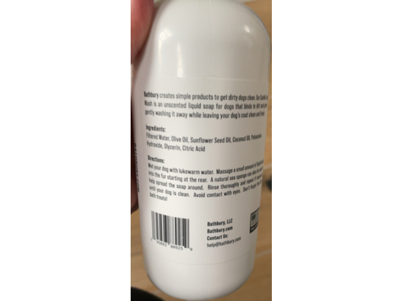 Bathbury Castile liquid wash Dog Soap, 16 fl oz/474 mL