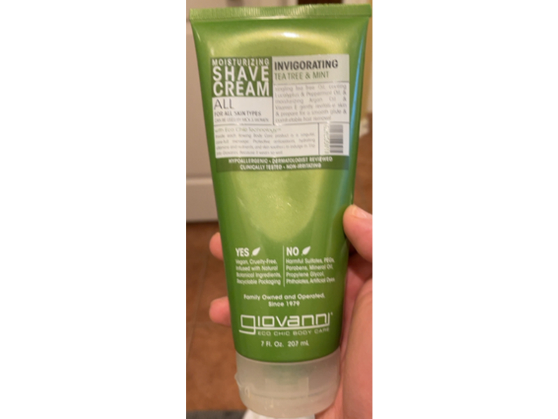 Giovanni Moisturizing Shave Cream, Tea Tree & Mint, 7 fl oz/207 mL
