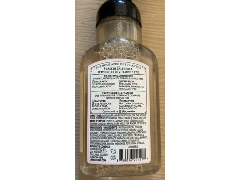 Jr Watkins Rose Water Foaming Hand Soap, Calendula, Oat, Vitamin D & E, 9 fl oz/266 mL, Pack Of 3