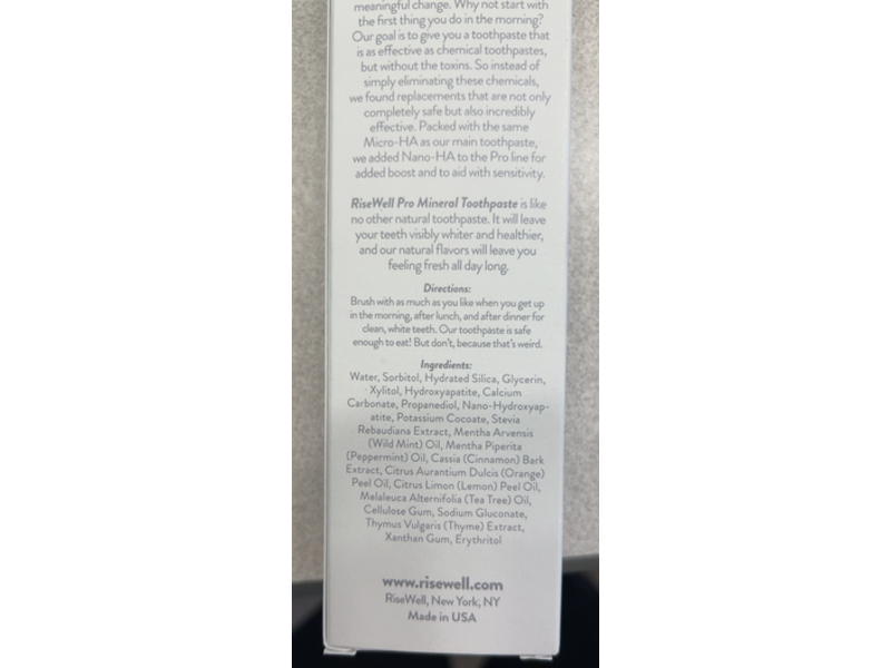 Risewell Sensitivity Mineral Toothpaste, Wild Mint, 3.4 oz/96 g