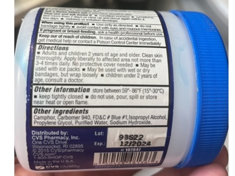 CVS Health Therapeutic Menthol Gel Pain Reliever, 8 fl oz/227 g