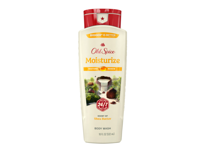Old Spice Moisturize Body Wash, Shea Butter, 18 fl oz/532 mL, Pack Of 4