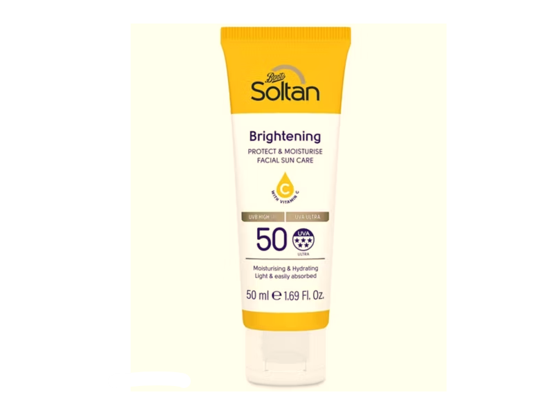 Boots Soltan Brightening Protect & Moisturise Facial Sun Care, SPF 50, 50 mL