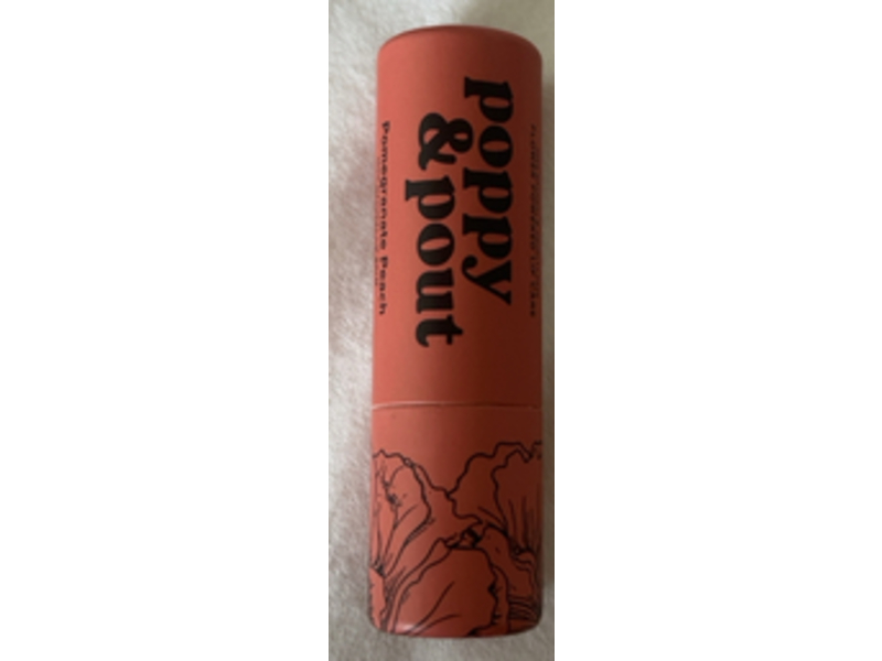 Poppy & Pout Natural Lip Balm, Pomegranate Peach, 0.3 oz/8.5 g