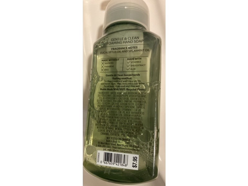 Bath & Body Works Gentle & Clean Foaming Hand Soap, Eucalyptus+Spearmint, 8.75 fl oz/259 mL
