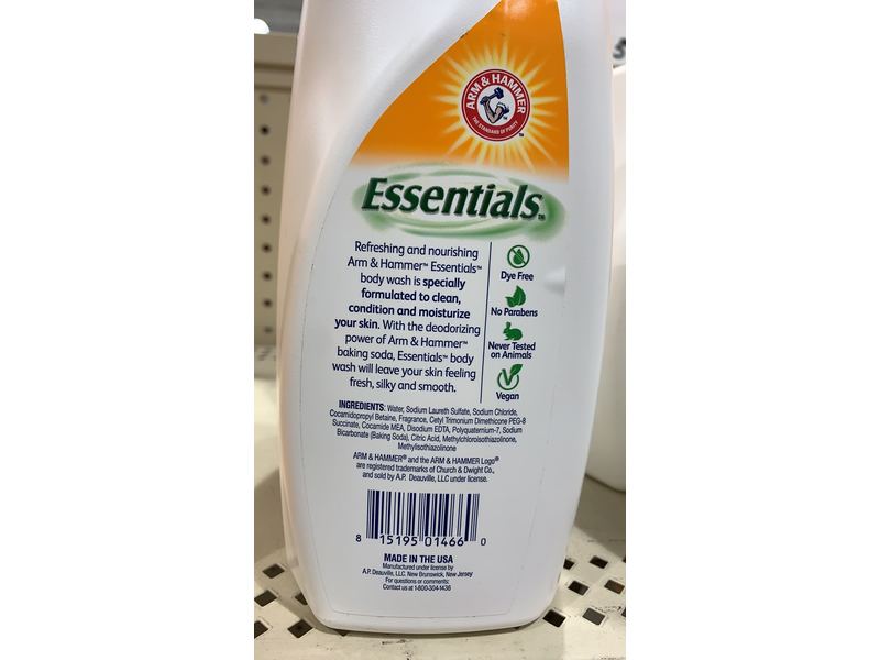 Arm & Hammer Essentials Ultra Replenishing Body Wash, Simply Fresh, 32 oz/946.3 ml