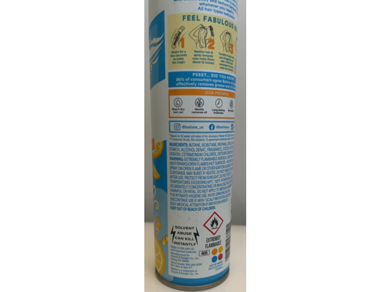 Batiste Dry Shampoo, Fresh Breezy Citrus, 6.35 oz/180 g