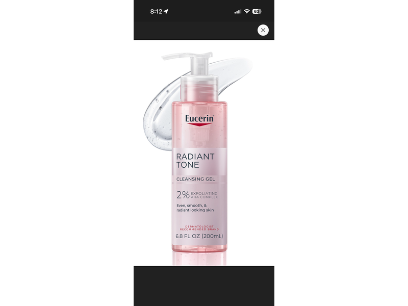 Eucerin Radiant Tone Cleansing Gel, 2% Exfoliating AHA Complex, 6.8 fl oz/200 mL