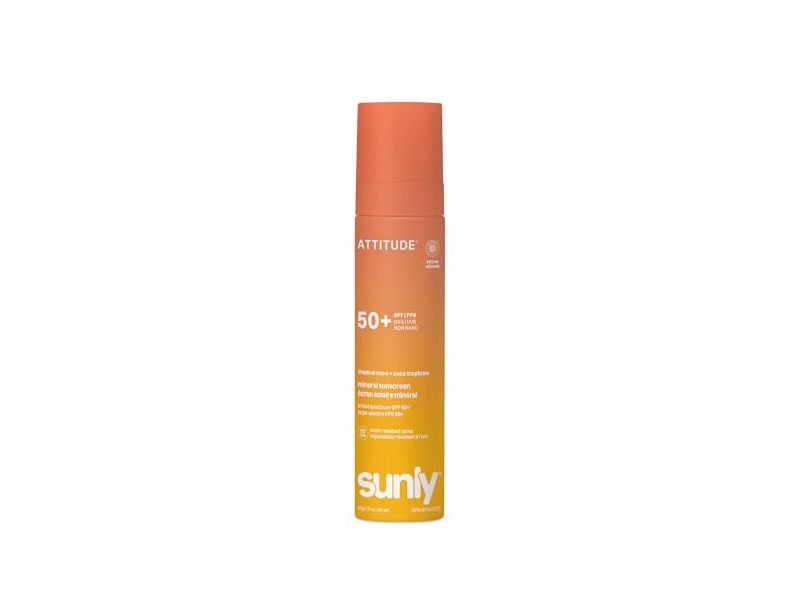 Attitude Sunly Mineral Sunscreen, Tropical Coco, SPF 50+, 3 oz/85 g