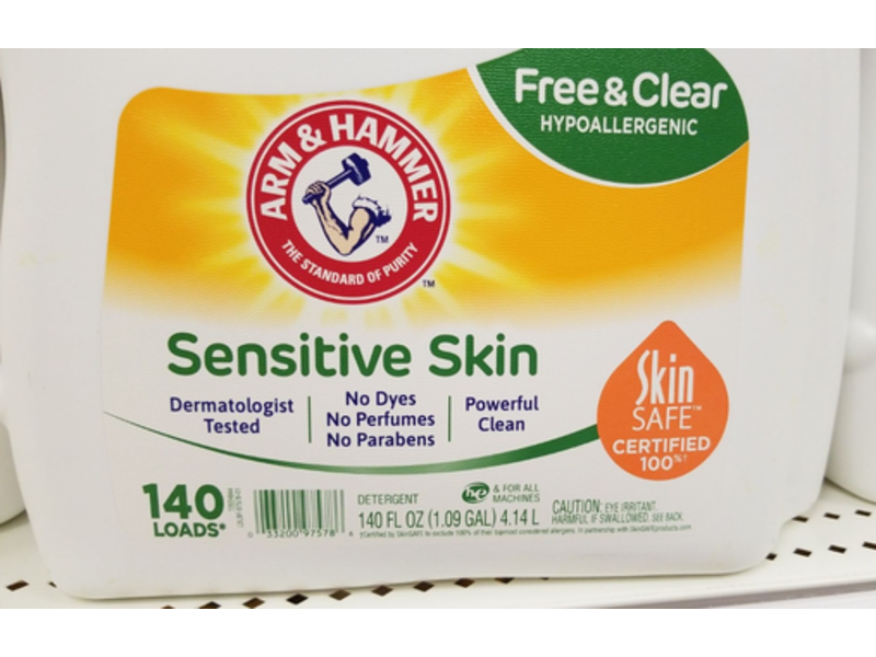 Arm & Hammer Sensitive Skin Liquid Laundry Detergent, Free & Clear, 140 Loads. 140 fl oz/4.14 L