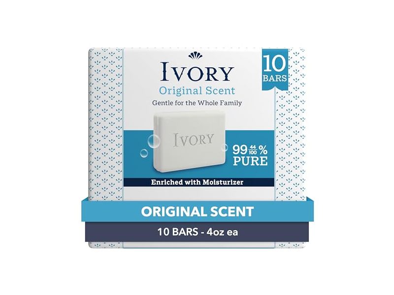 Ivory Bar Soap, Original, 4.0 oz, 10 Count
