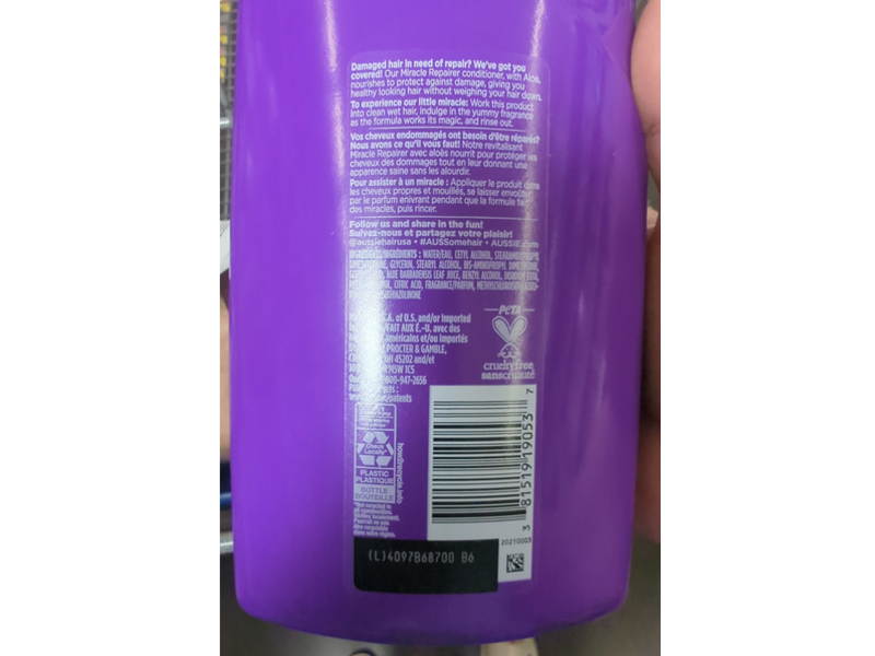 Aussie Miracle Repair Conditioner with Aloe, 26.2 fl oz/778 mL