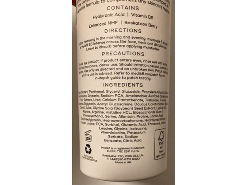 Medik8 Hydr8 B5 Serum, Hyaluronic Acid, 1 fl oz/30 mL