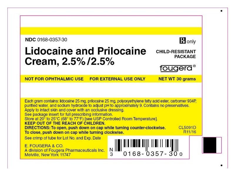 Lidocaine and Prilocaine Cream, 2.5%/2.5%, 30 g, Fougera (Rx)