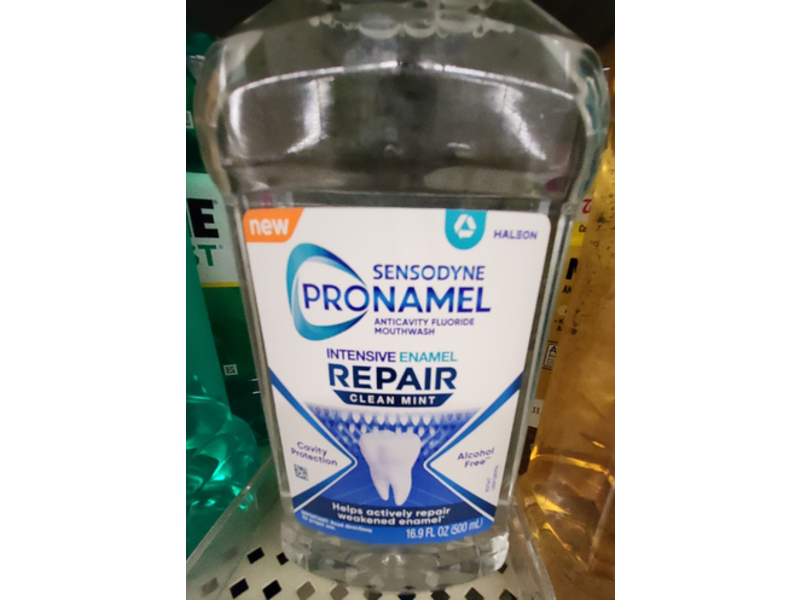 Sensodyne Pronamel Intensive Enamel Repair Anticavity Fluoride Mouthwash, Clear Mint, 16.9 fl oz/500 mL