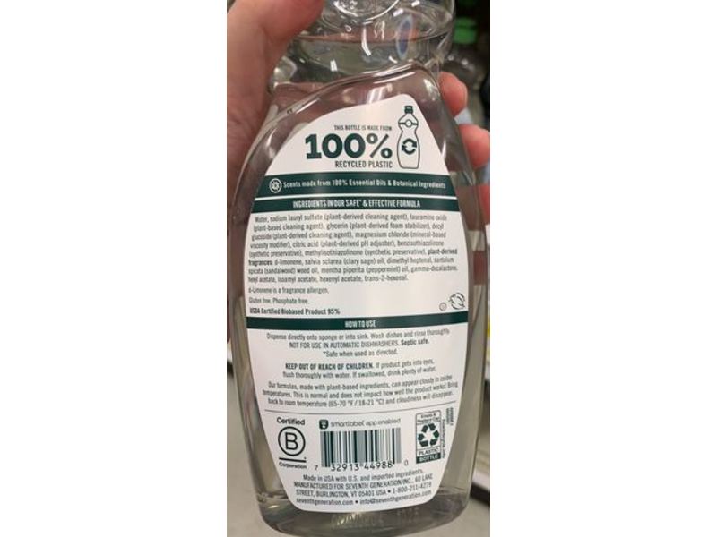 Seventh Generation Dish Liquid, Summer Orchard Scent, 19 fl oz/561 mL