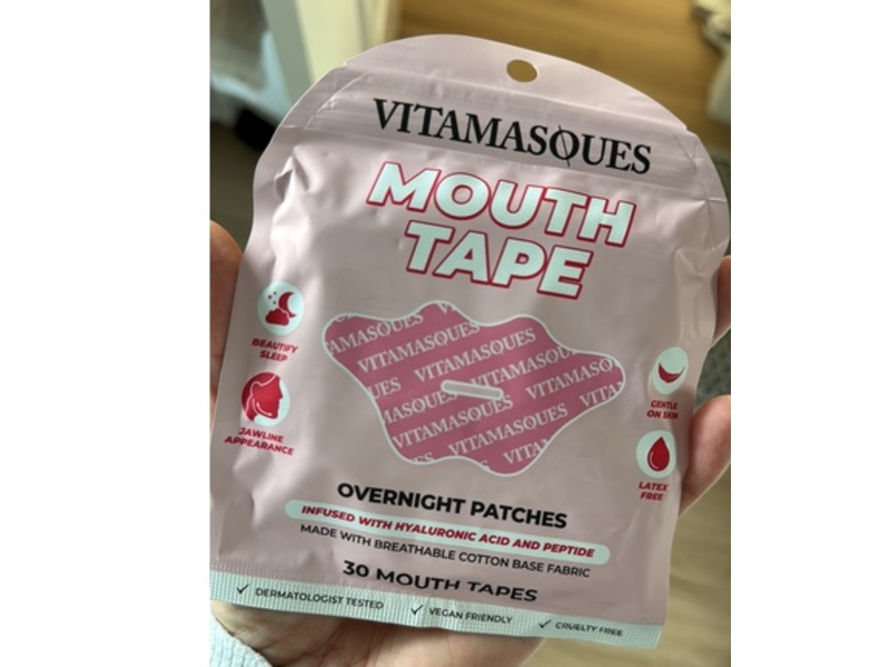 Vitamasques Mouth Tape Overnight Patches with Hyaluronic Acid & Peptide, 30 Count