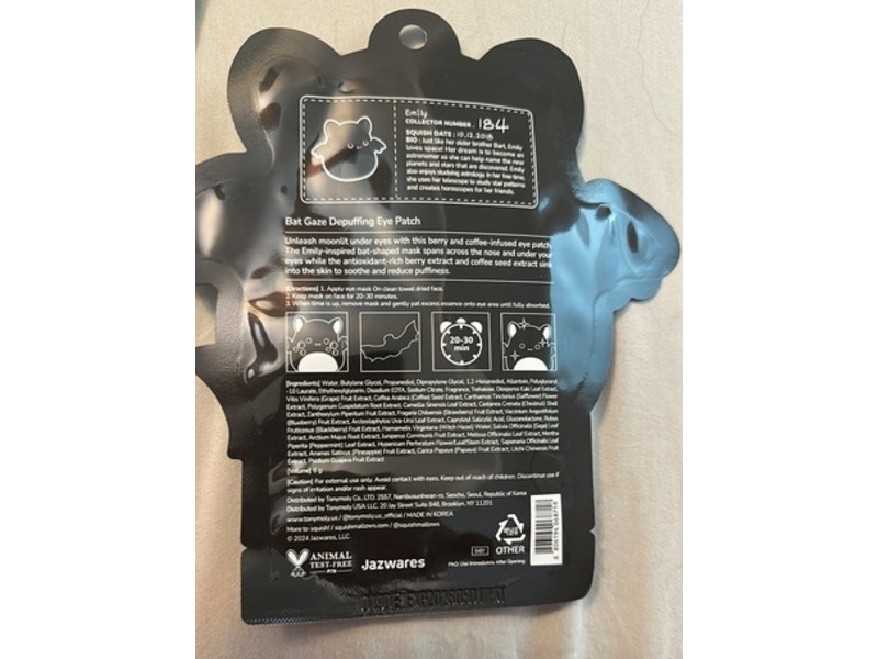 Tony Moly Squishmallows Depuffing Eye Patch, Bat Gaze, 6 g