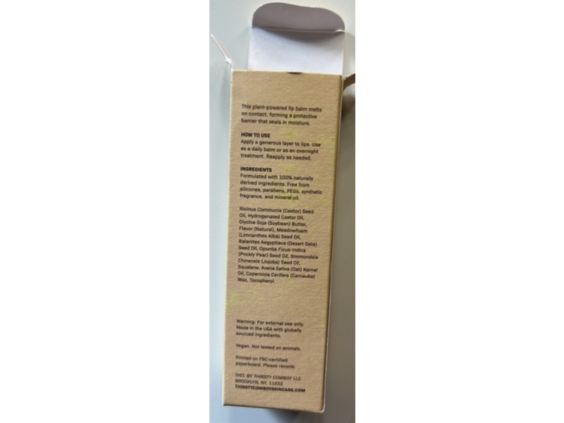 Thirsty Cowboy Lip Barrier Balm, Buttermilk Pancake, 0.42 oz/12 g