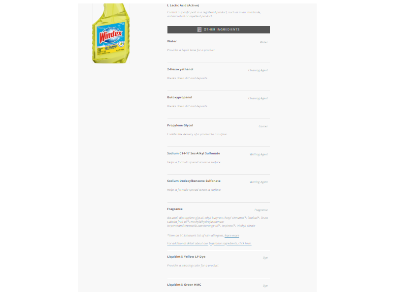 Windex Multi-Surface Disinfectant Cleaner, 23.0 fl oz Ingredients and ...