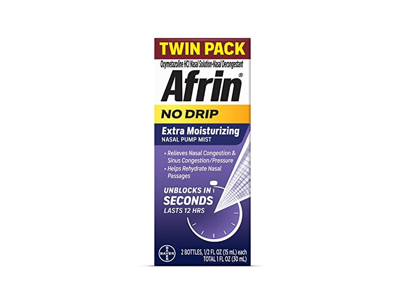 Afrin No Drip Extra Moisturizing Nasal Mist, 1/2 fl oz/15 mL