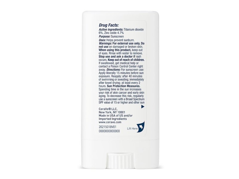CeraVe Invisible Zinc Sunscreen Stick, SPF 50, 0.47 oz/13.32 g