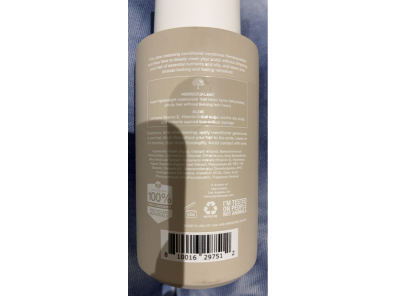 Plantanicals Deepest Cleanse Conditioner, Hemisqualane+Aloe, 11.8 fl oz/350 mL