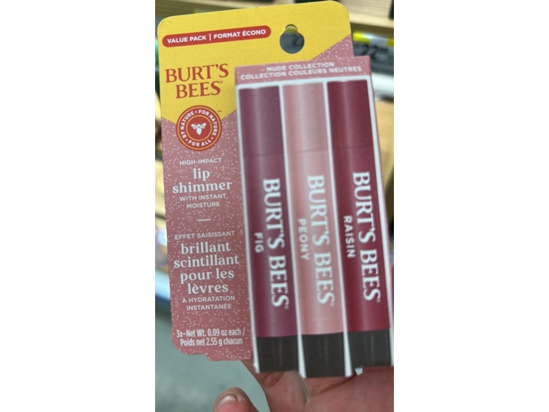 Burt's Bees Lip Shimmer Lip Balm, Nude Multi, 0.09 oz/2.55 g
