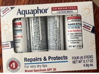 Aquaphor Sunscreen + Lip Repair Stick, SPF 30, 0.17 oz/4.8 g, Pack Of 4 - thumbnail 7