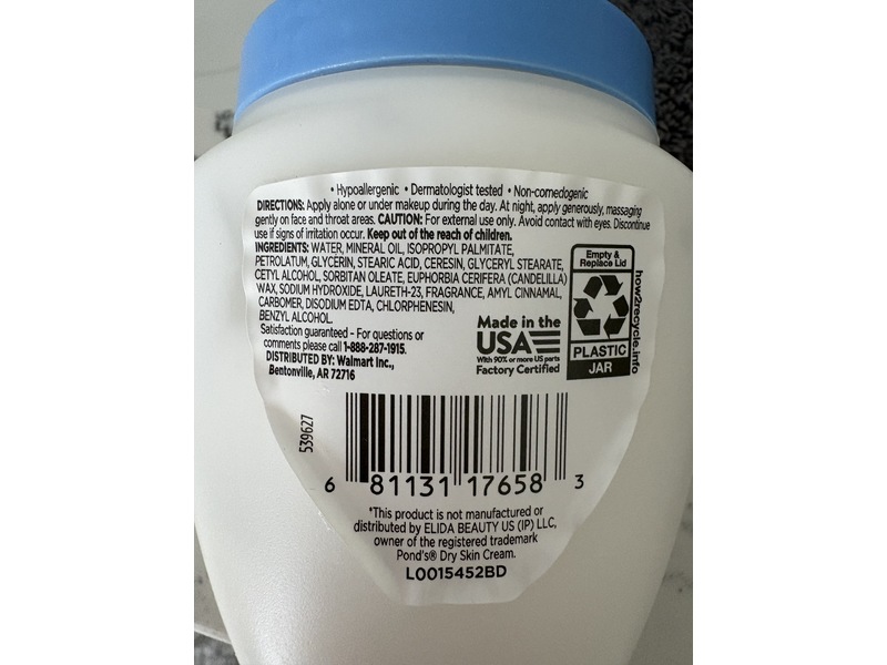 Equate Dry Skin Cream Facial Cream, 6.5 oz/184 g, Pack Of 2
