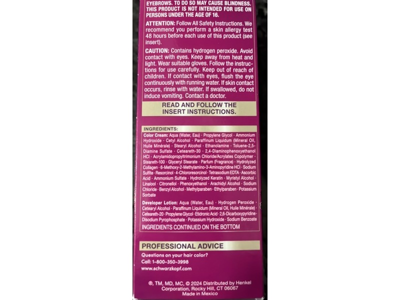 Schwarzkopf Keratin Color Permanent Hair Color, 1.1 Midnight Black, 1 Application.